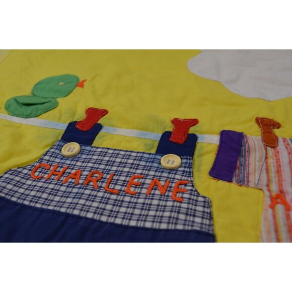 Quilted Baby Blanket 1975 Sunshine Yellow Kids Pillow Case Bedding Charlene - Picture 5 of 10